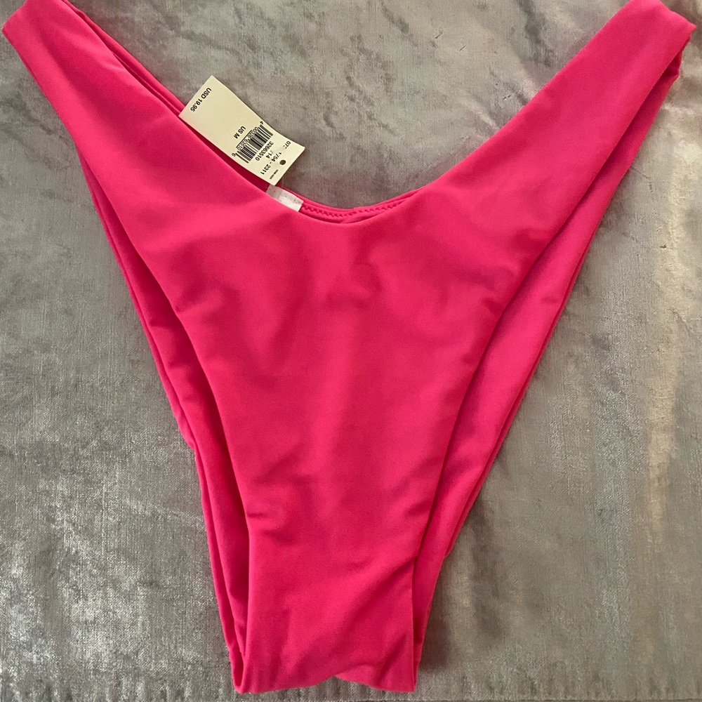 Pink High Rise Cheeky Bikini Bottom